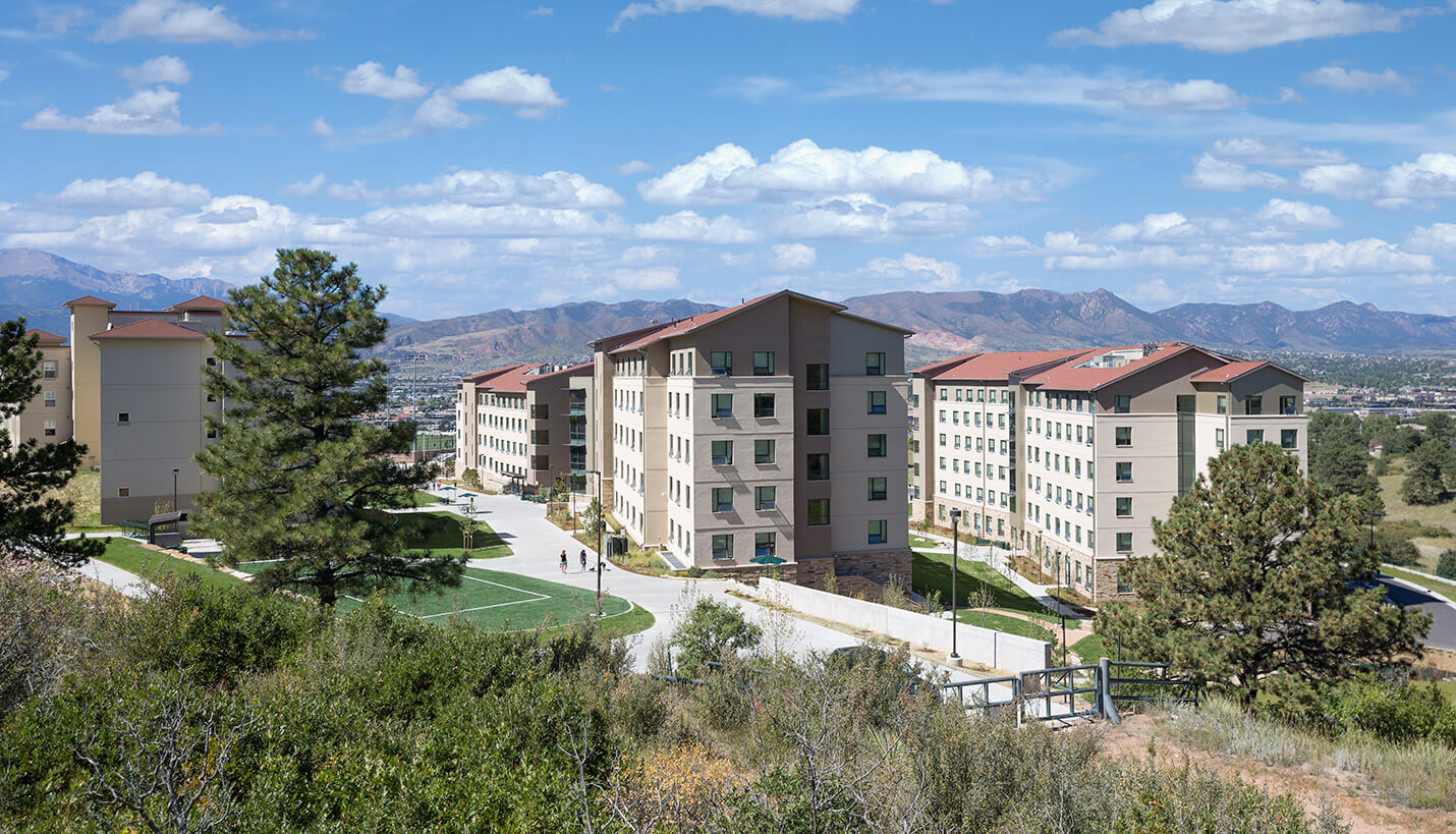 View of UCCS Apartments overlooking the mountains
