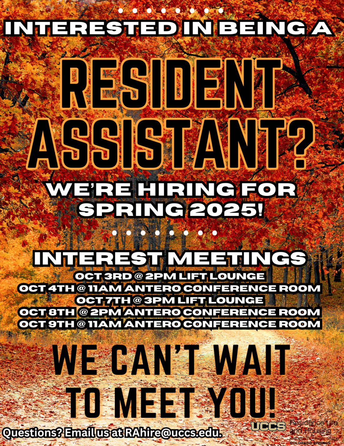 RA Spring Now Hiring flyer