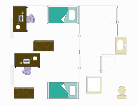 Image of Private Bedroom In Two Person Suite