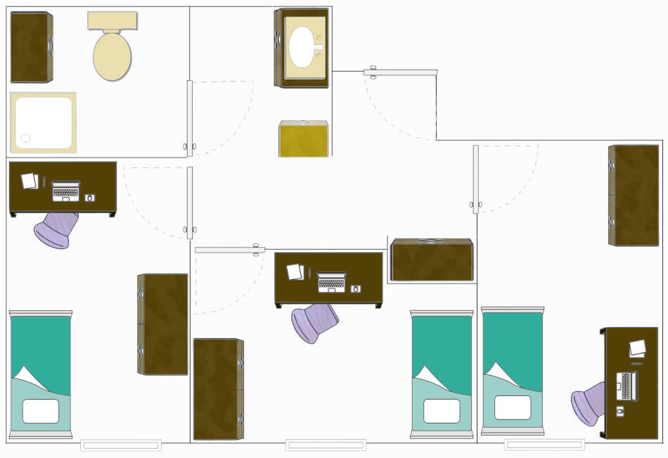 floor plan for a large private room in a copper suite