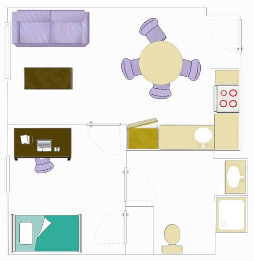 Floorplan for a Sing-Bedroom Apartment