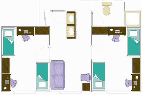 Summit Village Shared Room in a Suite Floor Plan