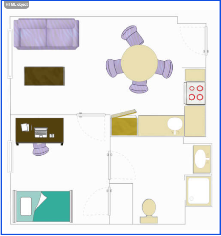 Efficiency Apartment layout in Alpine Apartments