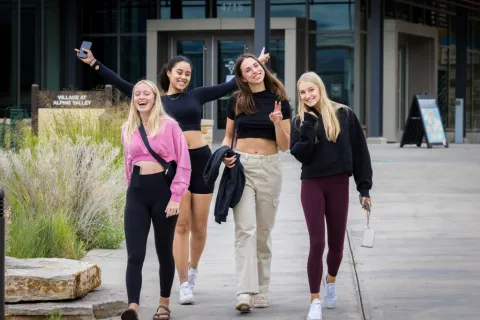 Students walking on campus