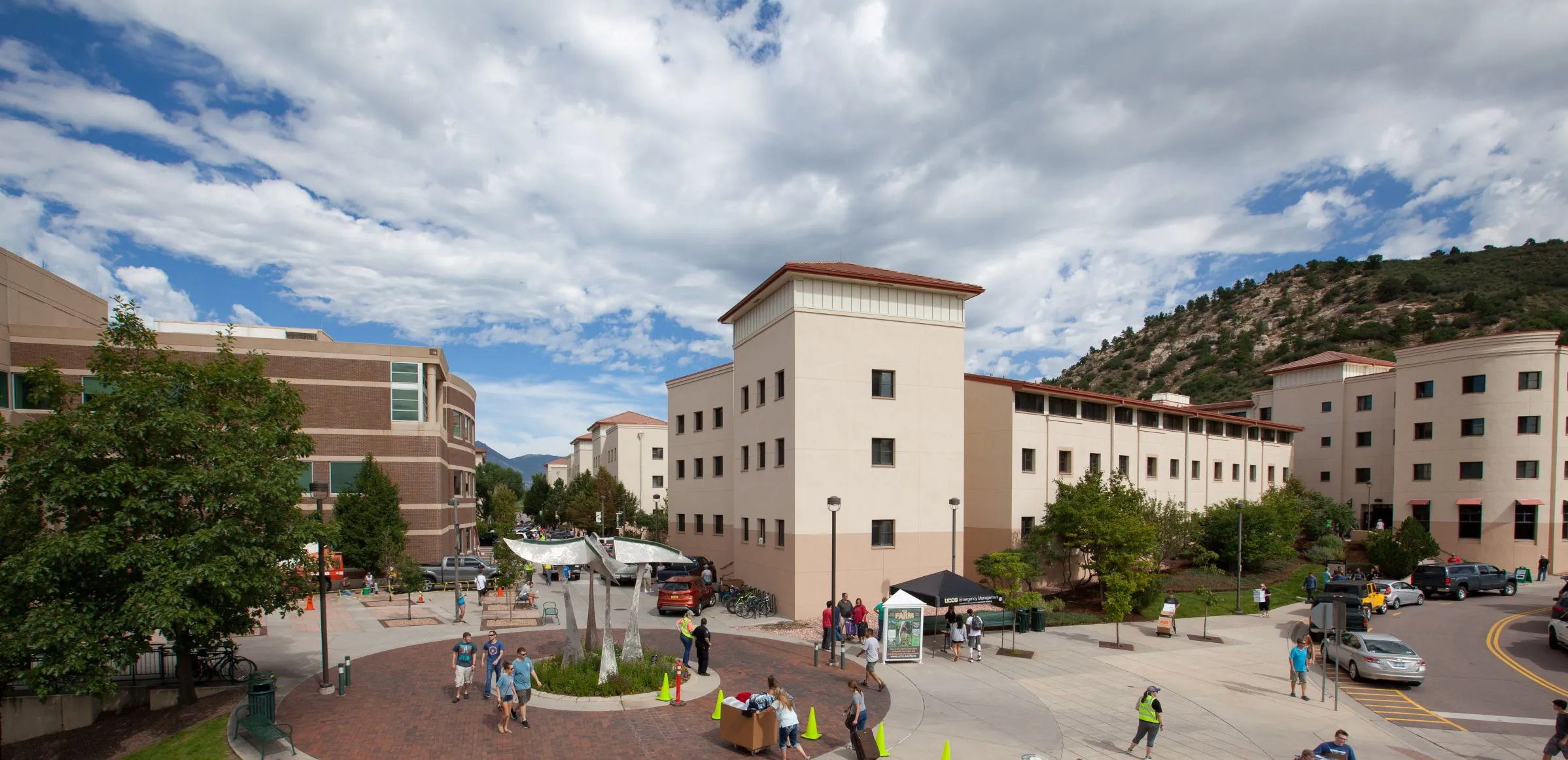 Rolling clouds over summit village