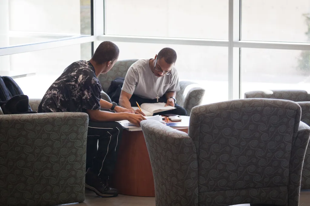 Two students studying. 