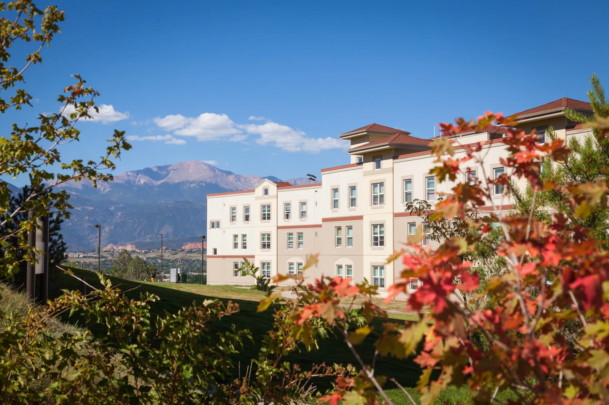 Antero House in the fall with Pikes Peak in the background.