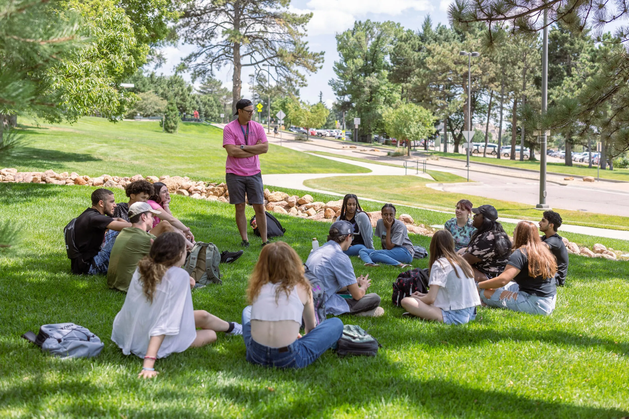 Students in GPS class on the lawn