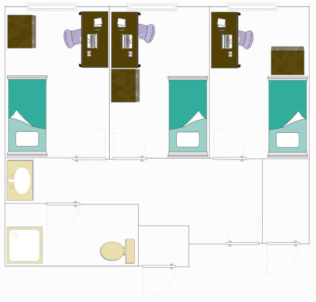 Floorplan for VAV Large Private Bedroom in a Suite