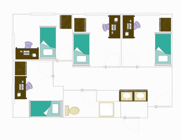 Floorplan for VAV Private Bedroom in a Suite