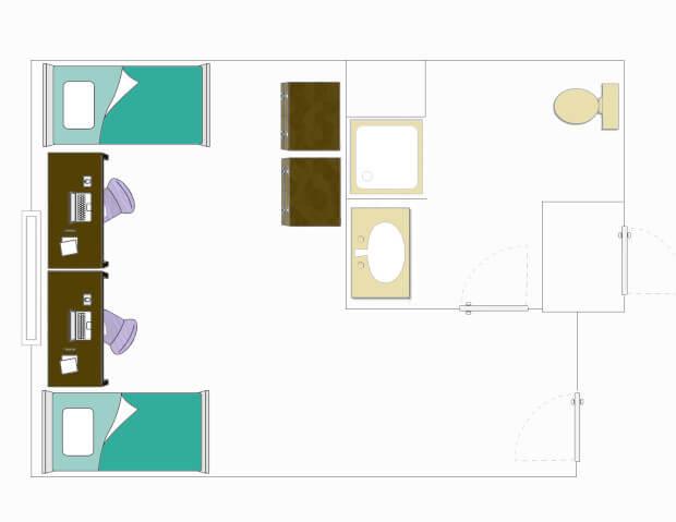 Floorplan for VAV Shared-Bedroom with a Private Bathroom
