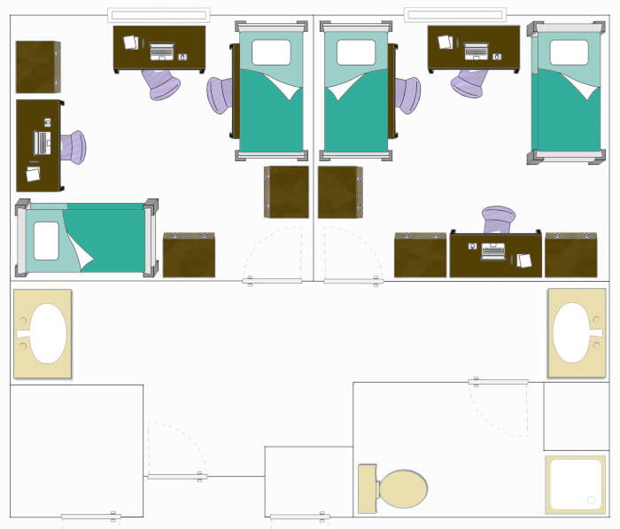 Floorplan for VAV Shared-Triple in a Suite