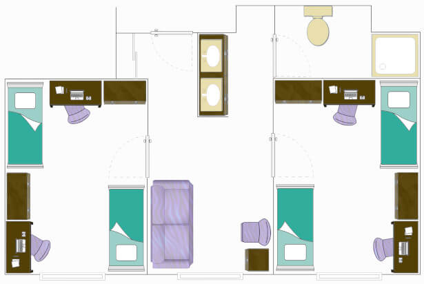 Floorplan for a Shared Room in a Suite