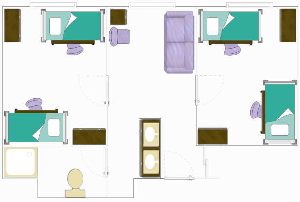 Floorplan for a Shared Room with Lofted Beds
